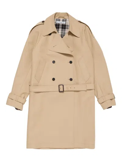 Acne Studios Double-breasted Trench Coat In Cold Beige