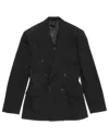 Acne Studios Double-breasted Black Blazer With Pinstripe Pattern In Black