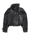 Acne Studios Double-breasted Buckled-cuffs Leather Jacket In Black