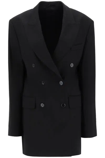 Acne Studios Double-breasted Jacket In Herringbone Fabric In Black