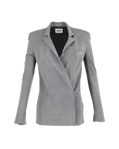 Acne Studios Double-breasted Notched Lapel Blazer In Grey Viscose