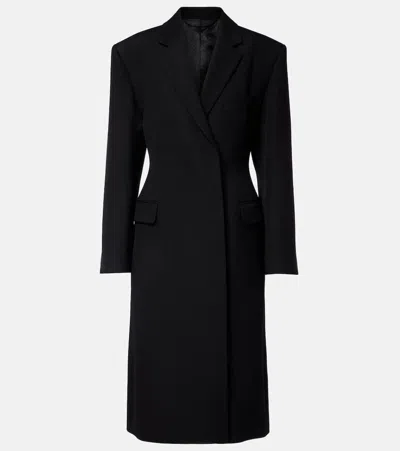 Acne Studios Double-breasted Peplum Wool Coat In Black