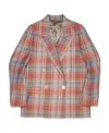 Acne Studios Double-breasted Tartan Suit Jacket In Gray