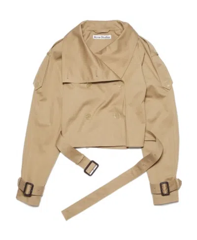 Acne Studios Double-breasted Trench Jacket In Cold Beige