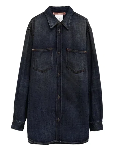 Acne Studios Double-pocket Denim Shirt In Blue