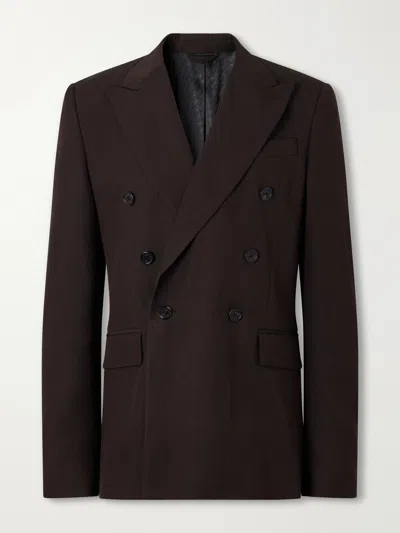 Acne Studios Double-breasted Herringbone Blazer In Brown