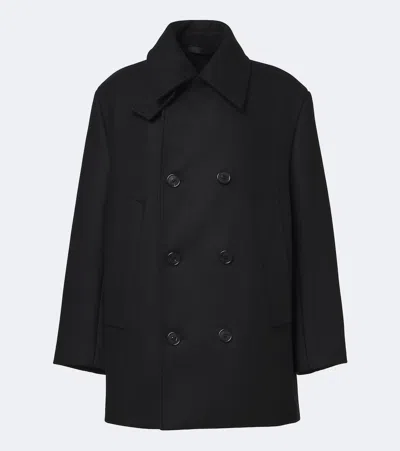 Acne Studios Double-breasted Wool-blend Peacoat In Black