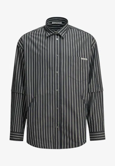 Acne Studios Double-sleeved Stripe Shirt In Blue