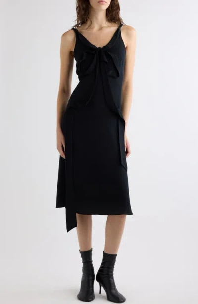 Acne Studios Dowla Bow Heavy Silk Georgette Dress In Black