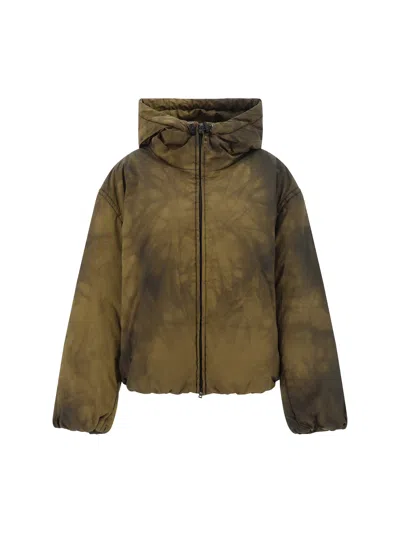 Acne Studios Hooded Puffer Jacket In Brown