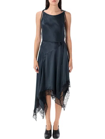 Acne Studios Doyla Satin Lace Dress In Black