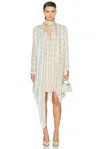 Acne Studios Checked Viscose Mini Shirt Dress In White