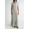 Acne Studios Layered Chiffon And Floral-print Crepe Maxi Dress In Gray