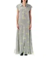 Acne Studios Layered Chiffon And Floral-print Crepe Maxi Dress In Grey