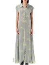 Acne Studios Dranee Long Dress In Yellow Grey
