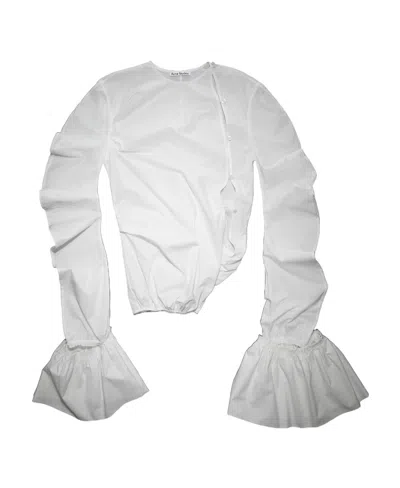 Acne Studios Draped Asymmetric Cotton Blouse In White