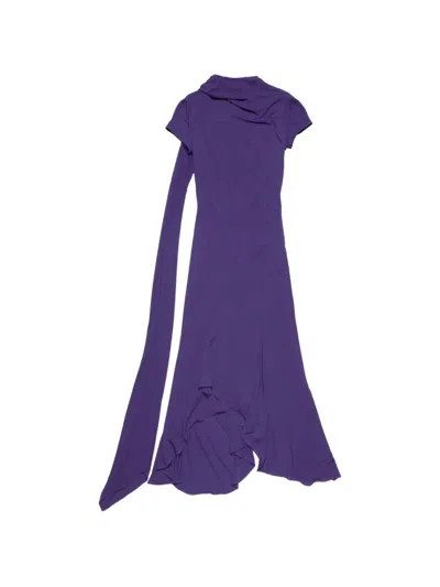 Acne Studios Layered Midi Dress In Purple