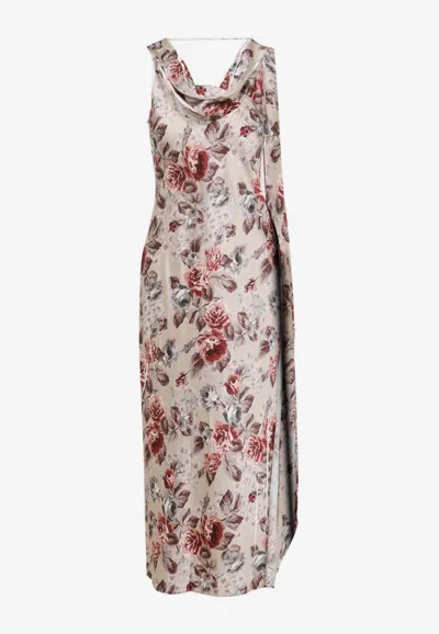 ACNE STUDIOS DRAPED FLORAL-PRINT MIDI DRESS