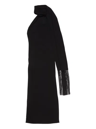 Acne Studios Draped Fringe Dress In Black