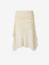 Acne Studios Off-white Draped Midi Skirt In Ruched Detail