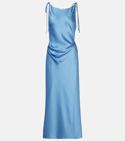 Acne Studios Draped Detail Maxi Sleeveless Dress In Blue
