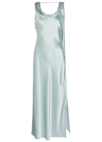 Acne Studios Draped Silk Midi Dress In Blue