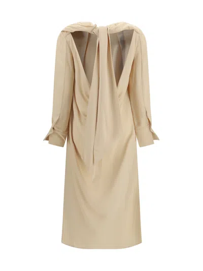 Acne Studios Draped Backless Midi Dress In Neutral