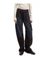 Acne Studios Page Flocked Belted Jeans In Black