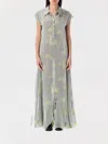 Acne Studios Layered Chiffon And Floral-print Crepe Maxi Dress In Grau