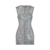 Acne Studios Coated Denim Mini Dress In Blue