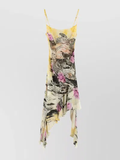 Acne Studios Dress Featuring Floral Print And Open Back In Neutral