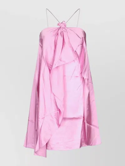 Acne Studios Dress Spaghetti Straps Draped Design Mini Length In Pink