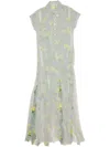 Acne Studios Layered Chiffon And Floral-print Crepe Maxi Dress In Yellow Grey