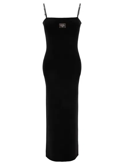 Acne Studios Strap Logo Dress In Black