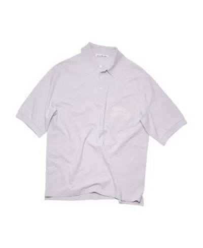 Acne Studios Embroidered-logo Lilac Polo Shirt In Purple