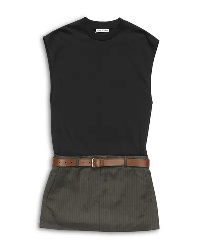 Acne Studios Drop Waist Mini Dress In Brown