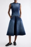 Acne Studios Womens Dark Blue Sleeveless Layered Denim Mini Dress In Blue