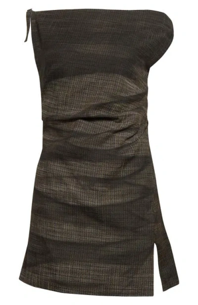 Acne Studios Dumella Woodstock One-shoulder Minidress In Black Melange