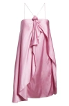Acne Studios Dumika Draped Satin Halter Minidress In Pink