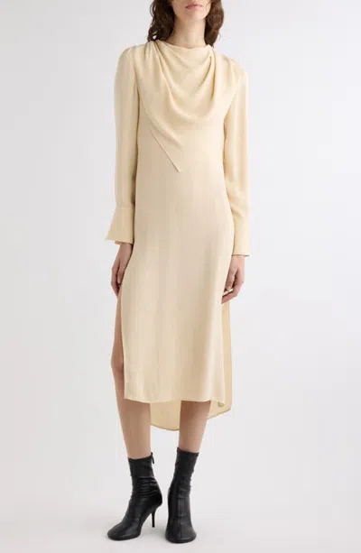 Acne Studios Dunica Washed Viscose Georgette Midi Dress In Neutral