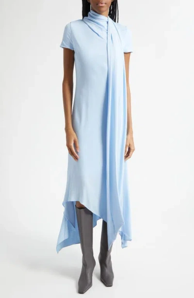 Acne Studios Duny Asymmetric Crepe Midi Dress In Blue