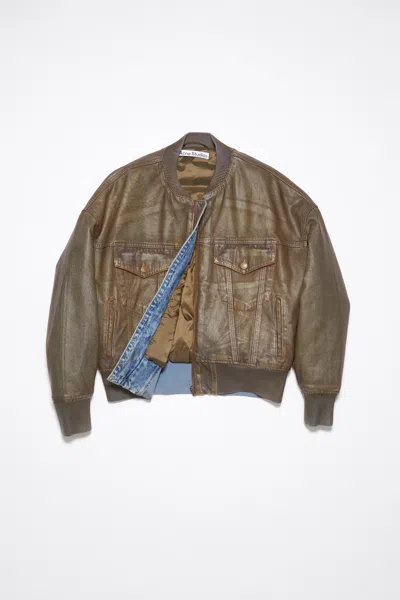 Acne Studios Dyed Denim Bomber Jacket In Blue,beige