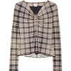 Acne Studios Ruched Checked Stretch-jersey Top In Brown