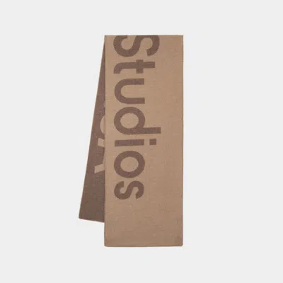 Acne Studios Toronty Logo Scarf -  - Wool - Camel In Brown