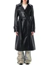 Acne Studios Long Leather Trench Coat Coats Black In Black