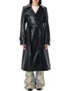 Acne Studios Long Leather Trench Coat Coats Black In Black