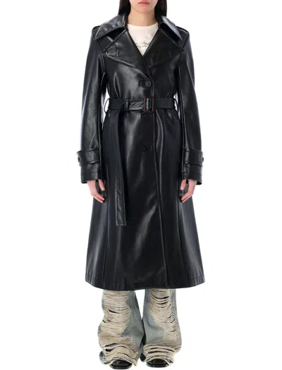 Acne Studios Eco Leather Trench Coat In Black