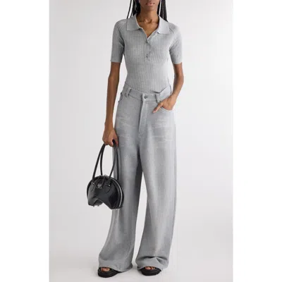 Acne Studios Edemi Cotton Knit Five-pocket Pants In Grey Melange