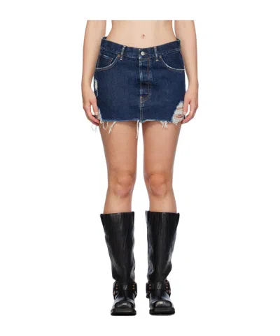 Acne Studios Edged Denim Skirt In Multicolor