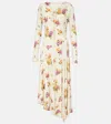 Acne Studios Asymmetric Floral-print Crepe Dress In White
